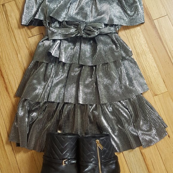 MICHAEL KORS off-the-shoulder metallic dress -MED - Picture 4 of 7